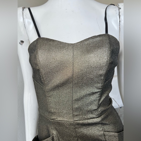 Cache 2 Metallic Gold Midi Vintage Dress- MADE IN THE US- it has POCKETS! - Picture 6 of 14